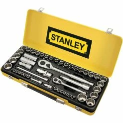 Coupon 🌟 Stanley Socket Set 1/4" & 1/2" Drive Metric/SAE 50 Piece 🌟