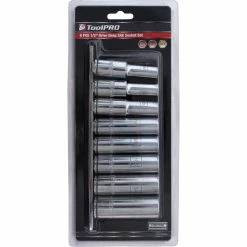 Best Sale 🧨 ToolPRO Socket Rail Set 1/2" Drive SAE Deep 8 Piece 🛒