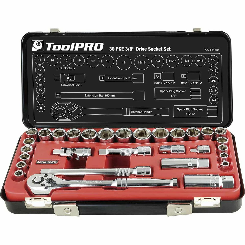 Deals π ToolPRO Socket Set 3/8" Drive Metric/SAE 30 Piece π₯° - Image 2