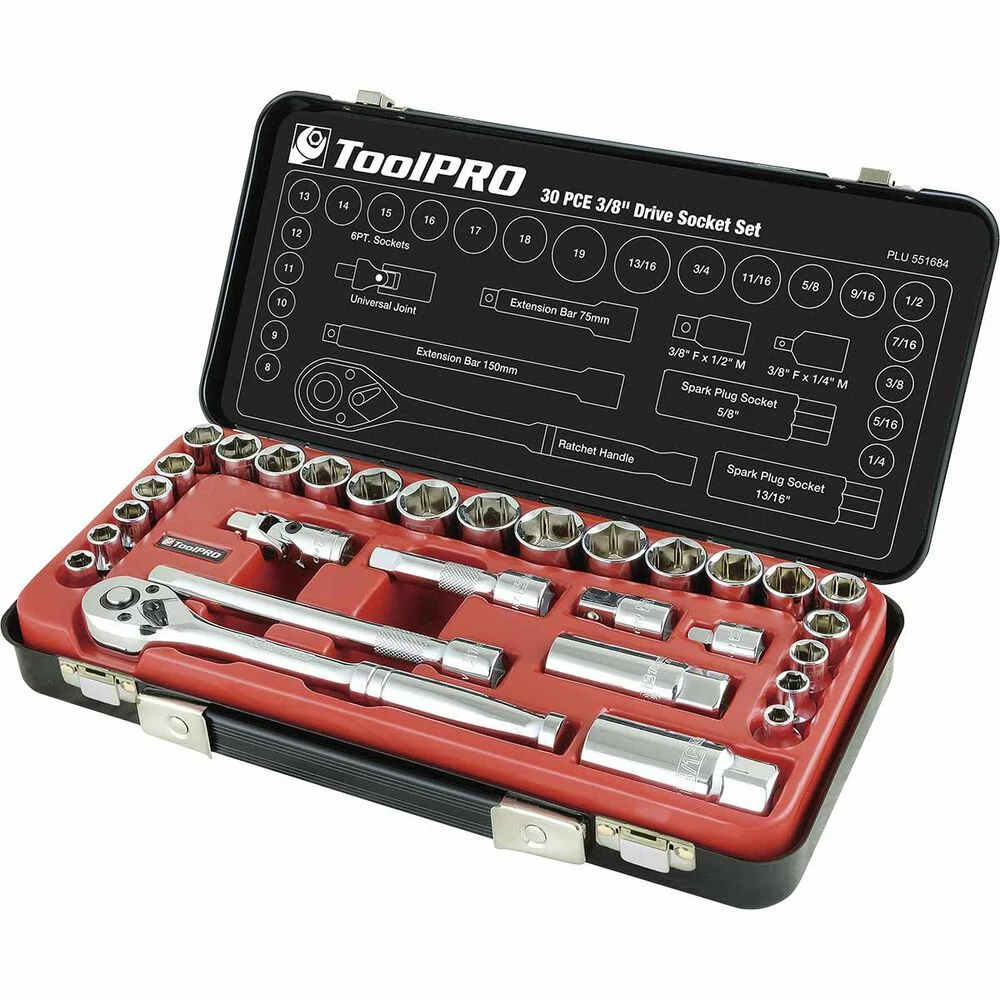 Deals π ToolPRO Socket Set 3/8" Drive Metric/SAE 30 Piece π₯°