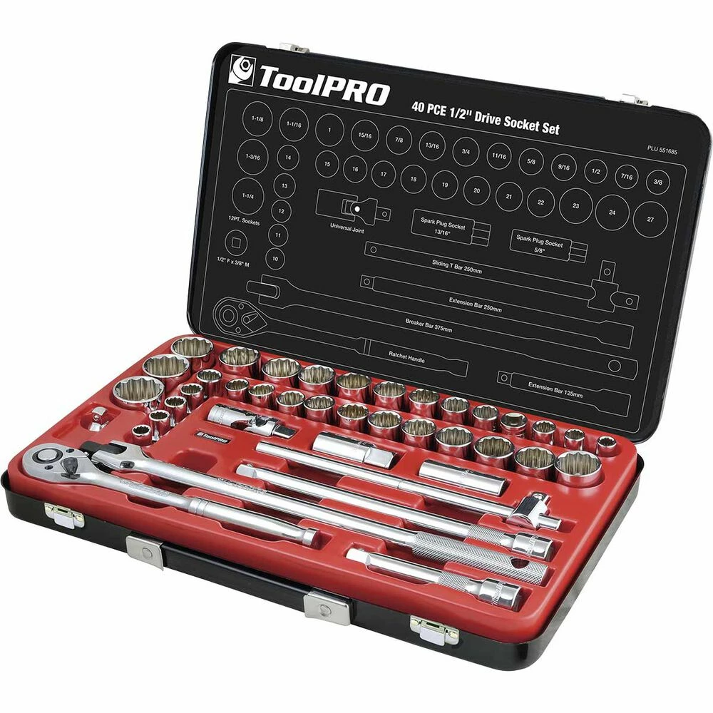 Best deal β ToolPRO Socket Set 1/2" Drive Metric/SAE 40 Piece π