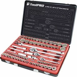 Flash Sale 🔔 ToolPRO Socket Set 1/4", 3/8" & 1/2" Drive Metric/SAE 81 Piece 🌟