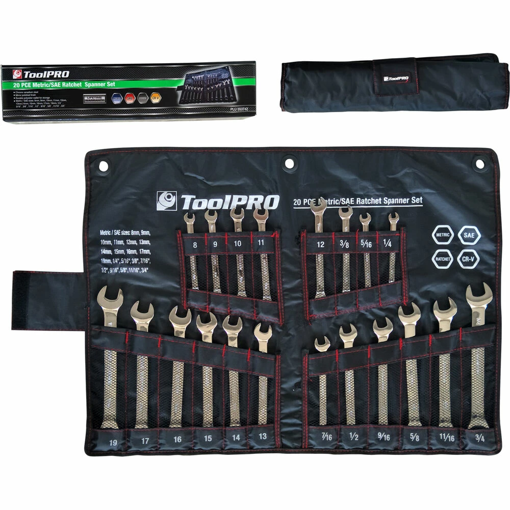 Best deal β ToolPRO Ratchet Spanner Set Metric/SAE 20 Piece π