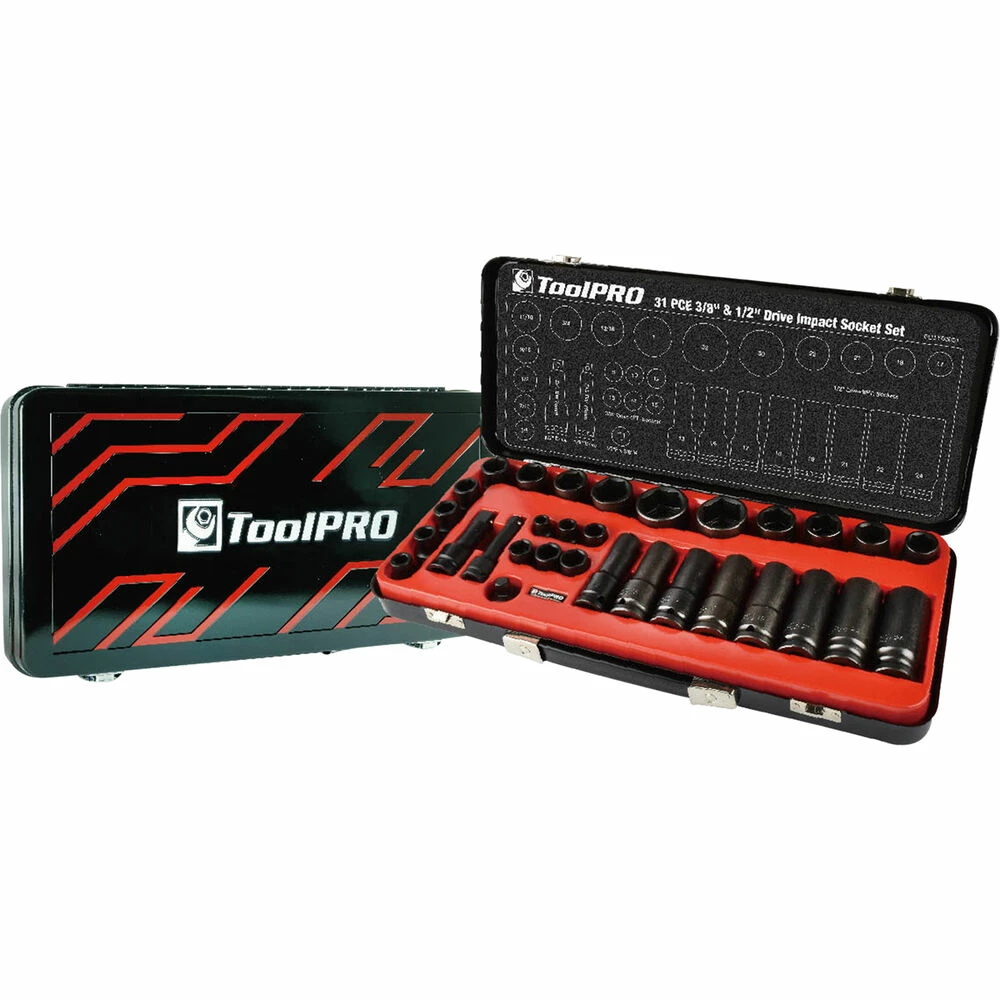 Deals π₯° ToolPRO Impact Socket Set 3/8" & 1/2" Drive Metric/SAE 31 Piece β¨ - Image 2