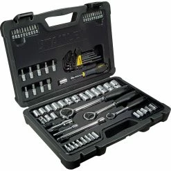 Promo ✔️ Stanley Socket Set 1/4" 3/8" & 1/2" Metric 80 Piece ✔️