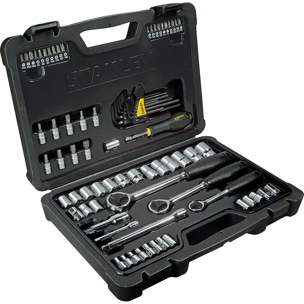 Promo ✔️ Stanley Socket Set 1/4" 3/8" & 1/2" Metric 80 Piece ✔️