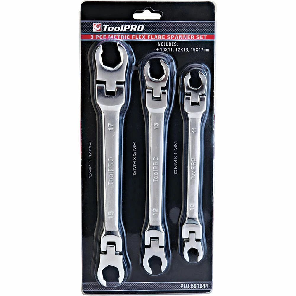 Best Sale π― ToolPRO Spanner Set - Flare Nut, Flex Head, 3 Piece, Metric π - Image 2